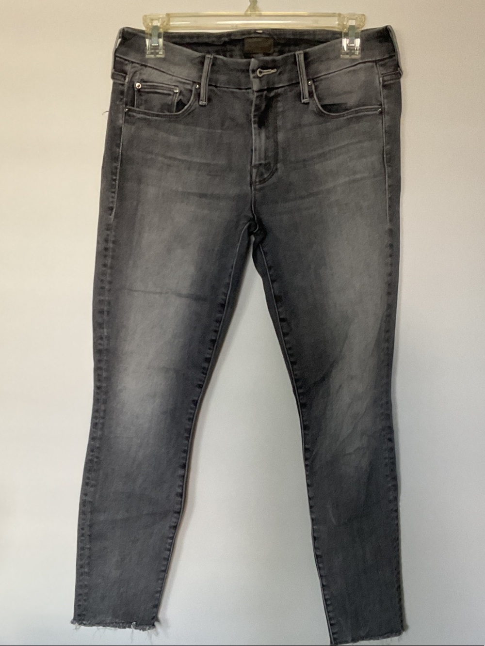MOTHER “Looker Ankle Fray” Black Grey Washed Skinny Jeans